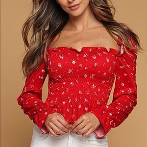 Ditsy Floral Smocked Long Sleeve Top